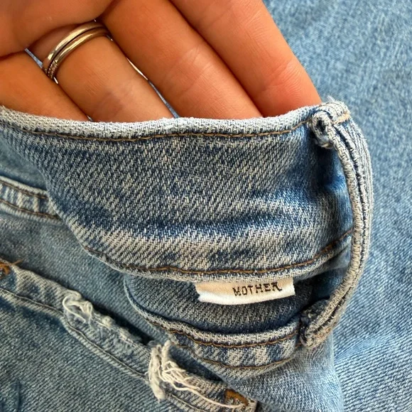 MOTHER Distressed Blue Straight Leg Jeans - Picture 8 of 8